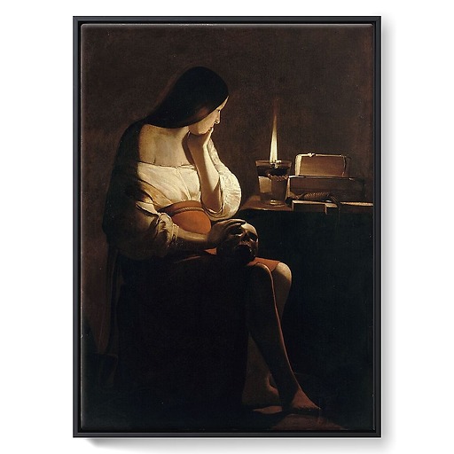 Mary Magdalene with a night light (framed canvas)