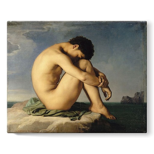 Nude Youth Sitting by the Sea (stretched canvas)
