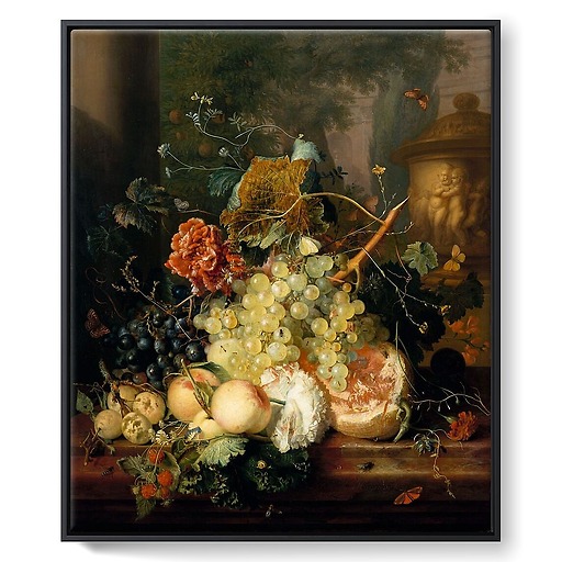 Fruits et fleurs près d'un vase orné d'amours (toiles encadrées)