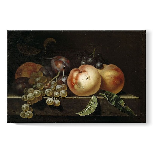 Peach, plums and grapes (stretched canvas)