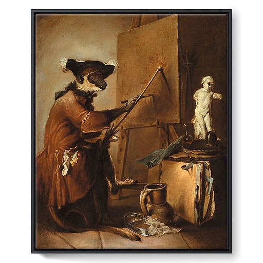 The Monkey Painter (framed canvas)