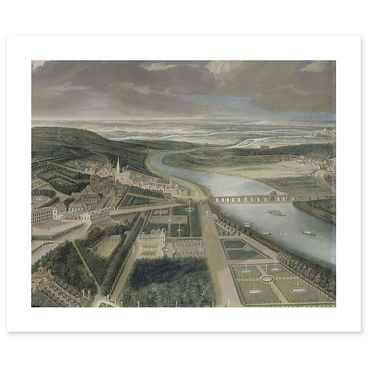 View of the castle, low gardens and the town of Saint-Cloud (art prints)