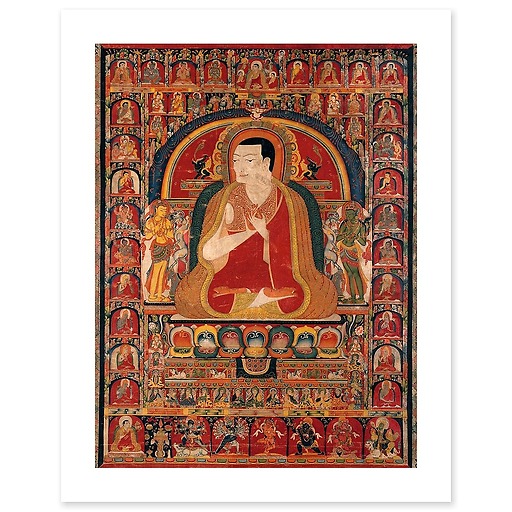Portrait of Onpo Lama Rinpoche (1251-1296) and the Arhats (canvas without frame)