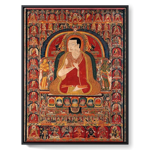 Portrait of Onpo Lama Rinpoche (1251-1296) and the Arhats (framed canvas)