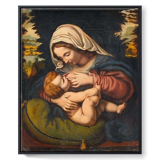 Madonna with the Green Cushion (framed canvas)