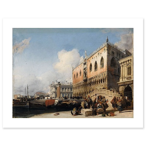 Vue de Venise, le quai des esclavons et le palais des Doges (affiches d'art)