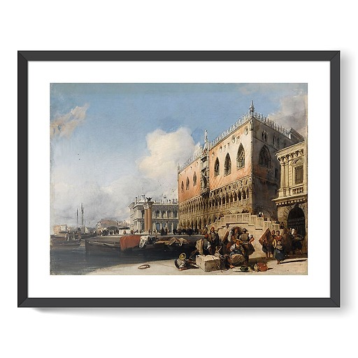 Vue de Venise, le quai des esclavons et le palais des Doges (affiches d'art encadrées)
