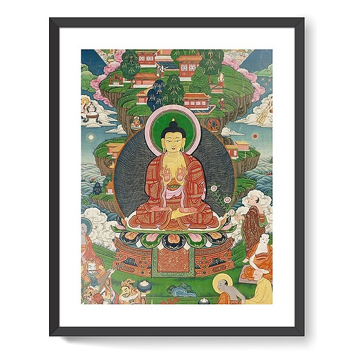 Scène de la vie de Buddha : le grand miracle de Svaravati (affiches d'art encadrées)