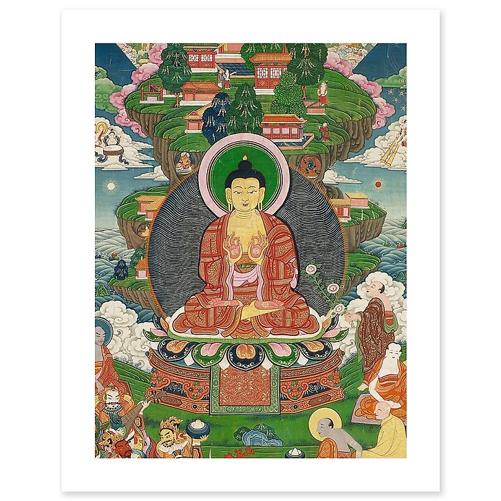 Scène de la vie de Buddha : le grand miracle de Svaravati (toiles sans cadre)