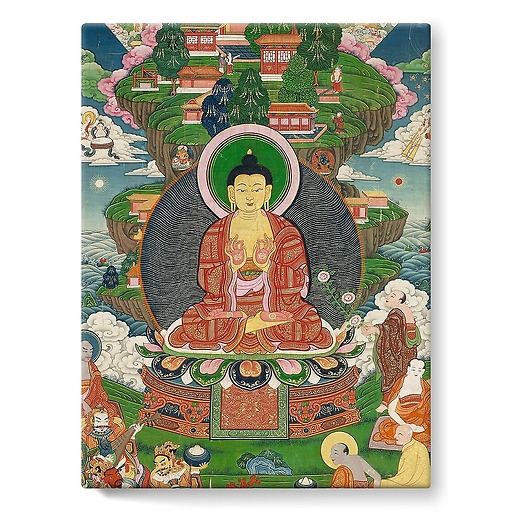 Scène de la vie de Buddha : le grand miracle de Svaravati (toiles sur châssis)