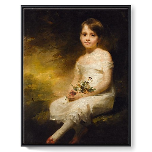 Little Girl with Flowers or Innocence, Portrait of Nancy Graham (framed canvas)