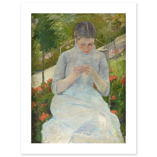 Young Woman Sewing in the Garden, Mary Cassatt (canvas without frame)