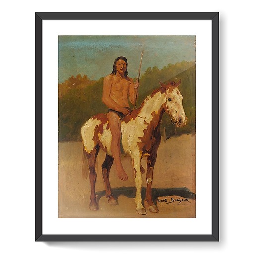 Red skin on horseback (framed art prints)