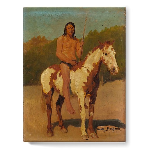 Red skin on horseback (stretched canvas)