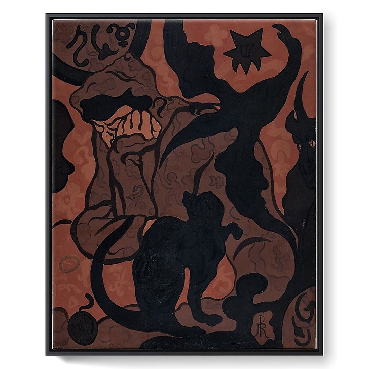 The Witch and the Cat (framed canvas)