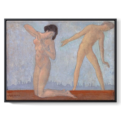 Japanese Nude Kneeling and Adolescent Nude Standing (framed canvas)