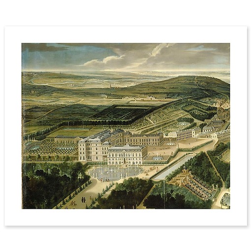 Perspective view of Royal castle and gardens of Saint Cloud near Paris in 1700 (art prints)