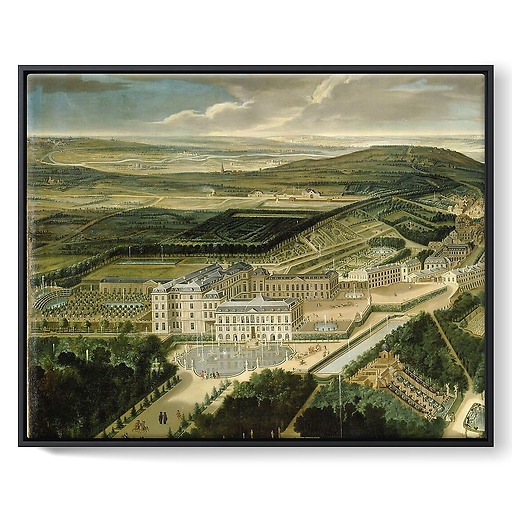 Perspective view of Royal castle and gardens of Saint Cloud near Paris in 1700 (framed canvas)
