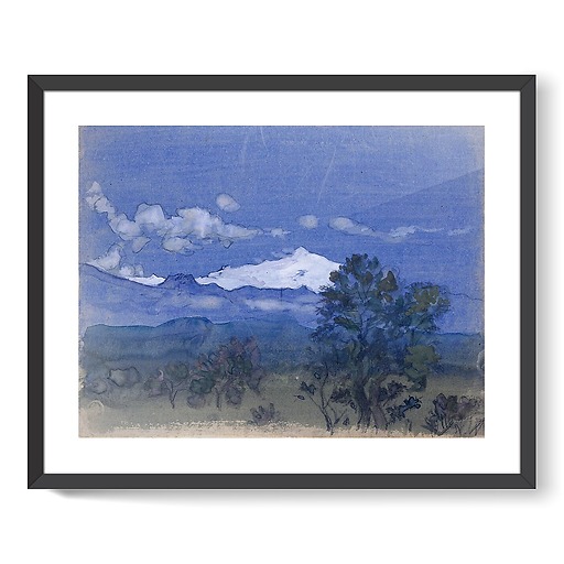 Snow-covered mountain landscape (framed art prints)