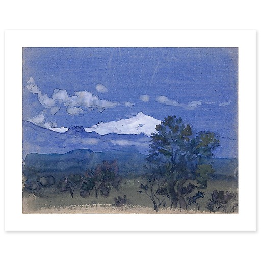 Snow-covered mountain landscape (canvas without frame)