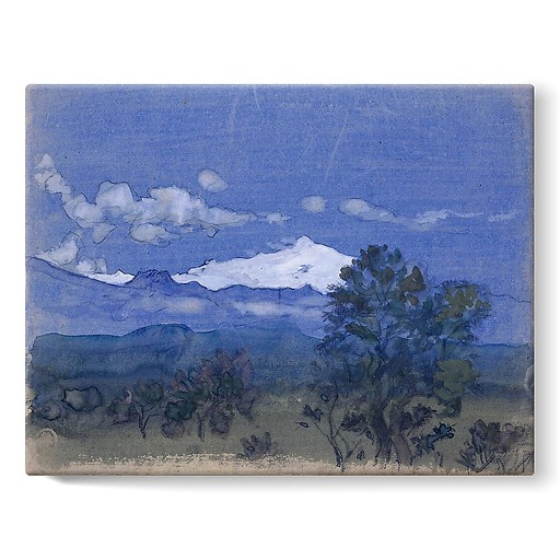 Snow-covered mountain landscape (stretched canvas)