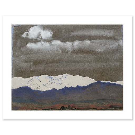 Snow-covered mountain landscape at night (canvas without frame)