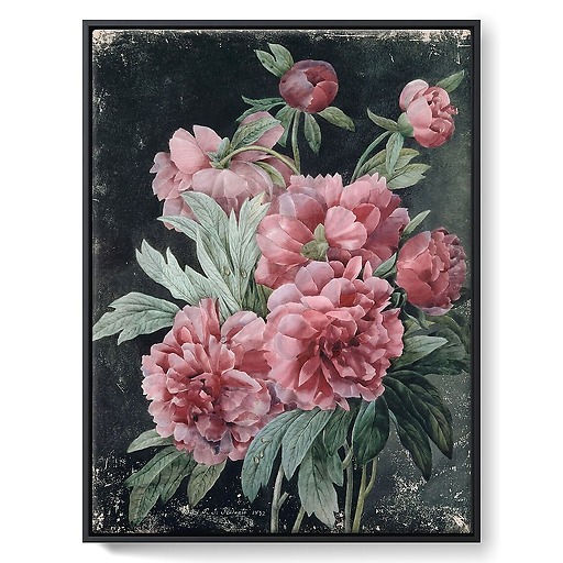 Peony branches (framed canvas)