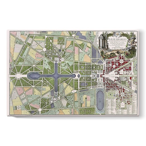Map of Versailles, the small park and its outbuildings (stretched canvas)