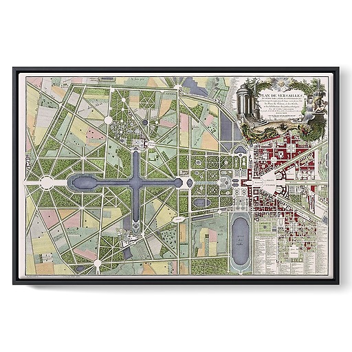 Map of Versailles, the small park and its outbuildings (framed canvas)