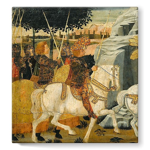 Panneau de cassone : combat de cavalerie sous les murs de Troie I/II (toiles sur châssis)