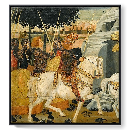 Panneau de cassone : combat de cavalerie sous les murs de Troie I/II (toiles encadrées)