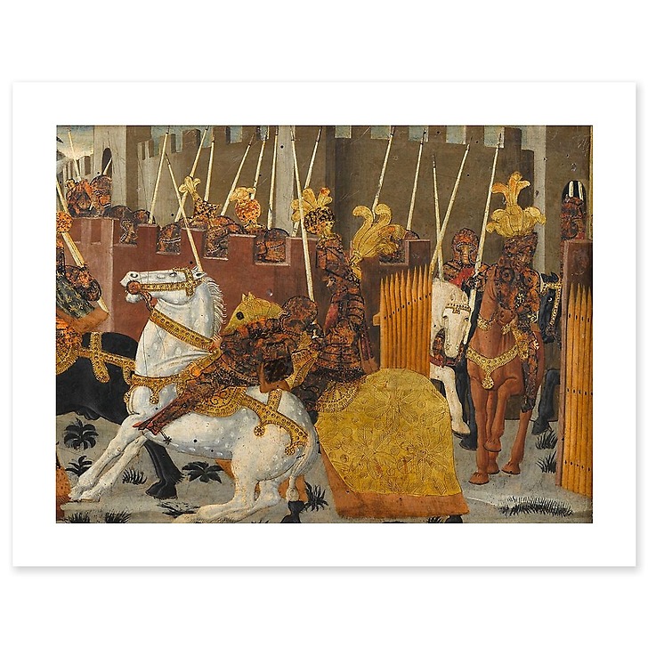 Panneau de cassone : combat de cavalerie sous les murs de Troie II/II (toiles sans cadre)