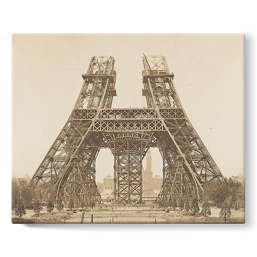 Tour Eiffel : montage des piliers au-dessus du pilier du 1er étage (toiles sur châssis)