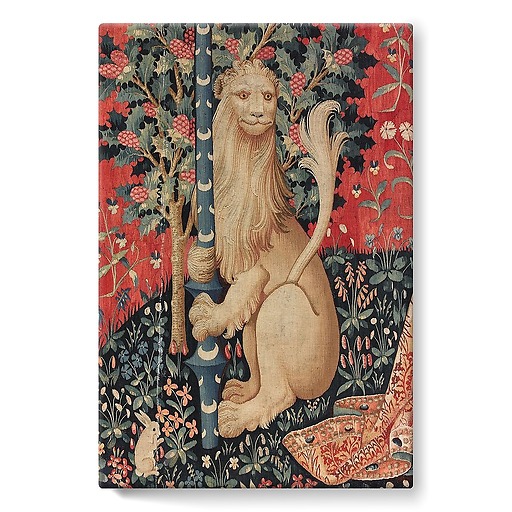 Tapestry of the Lady with Unicorn: Hearing (stretched canvas)