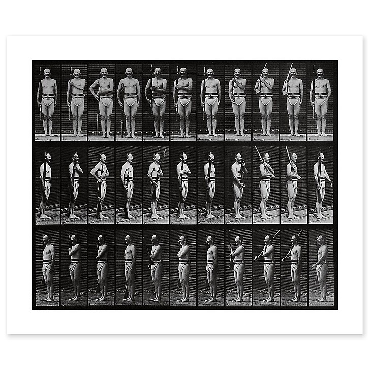 Animal Locomotion: Man In Pelvis Cloth Positioning Bayonet (art prints)
