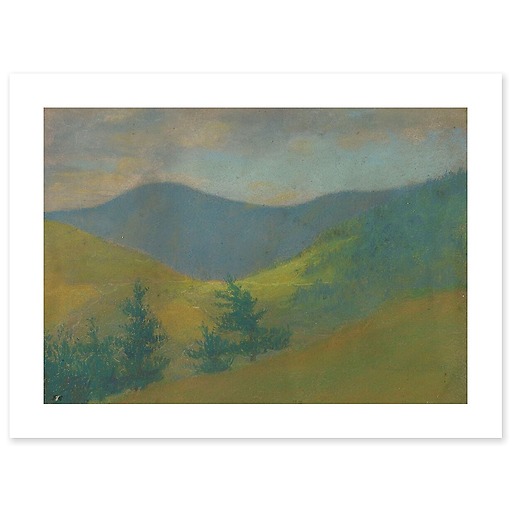 Mountain landscape with fir trees in the foreground (art prints)
