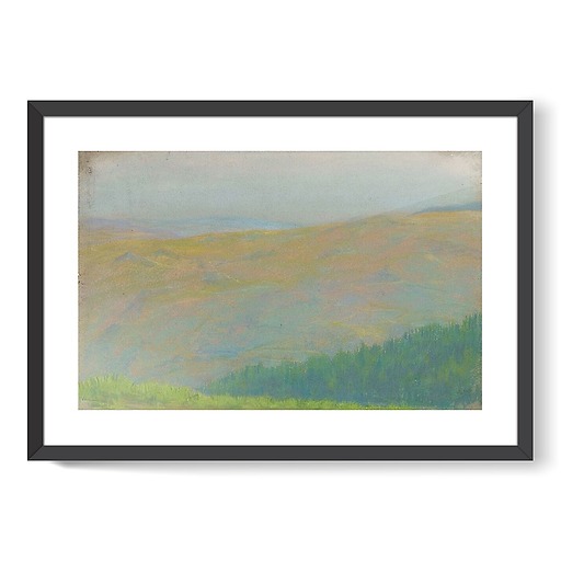 Mountain landscape with fir forest in the foreground (framed art prints)