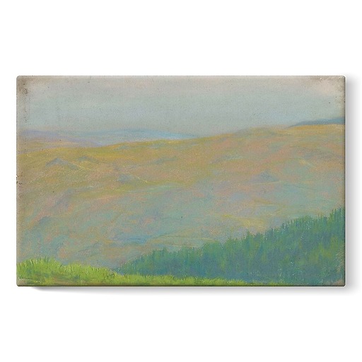 Mountain landscape with fir forest in the foreground (stretched canvas)