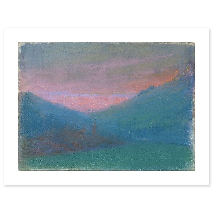 Paysage de montagne au soleil couchant (affiches d'art)