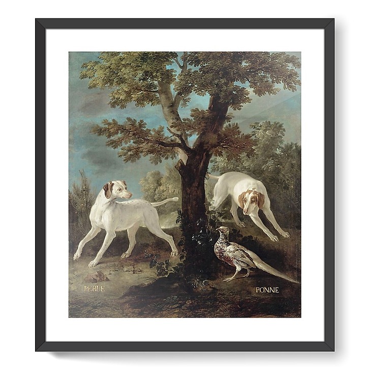 Perle et Ponne, chiennes de la meute de Louis XV (affiches d'art encadrées)