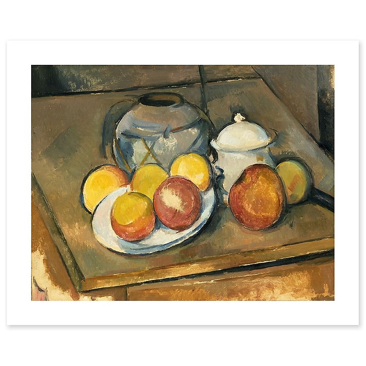 Vase paillé, sucrier et pommes (toiles sans cadre)