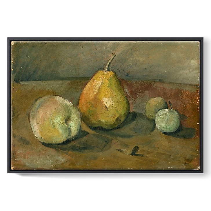 Nature morte, poire et pommes vertes (toiles encadrées)