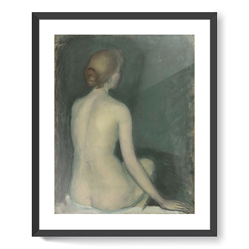 Naked woman, view from behind, facing right (framed art prints)
