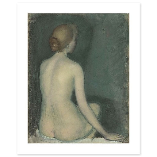Naked woman, view from behind, facing right (canvas without frame)