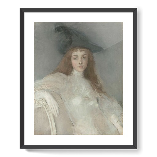 Portrait de jeune fille au chapeau noir (affiches d'art encadrées)