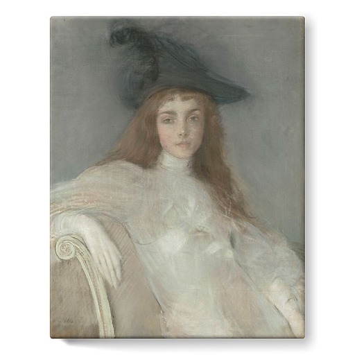 Portrait de jeune fille au chapeau noir (stretched canvas)