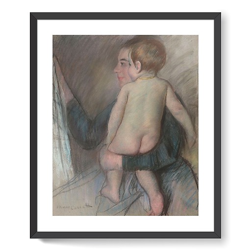 Jeune femme portant un enfant nu ou A la fenêtre (affiches d'art encadrées)