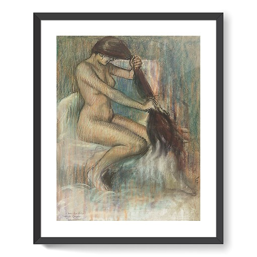 Woman combing her hair (framed art prints)