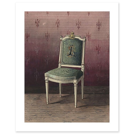 Projet de chaise recouverte d'une tapisserie (affiches d'art)