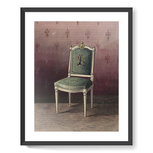 Projet de chaise recouverte d'une tapisserie (affiches d'art encadrées)